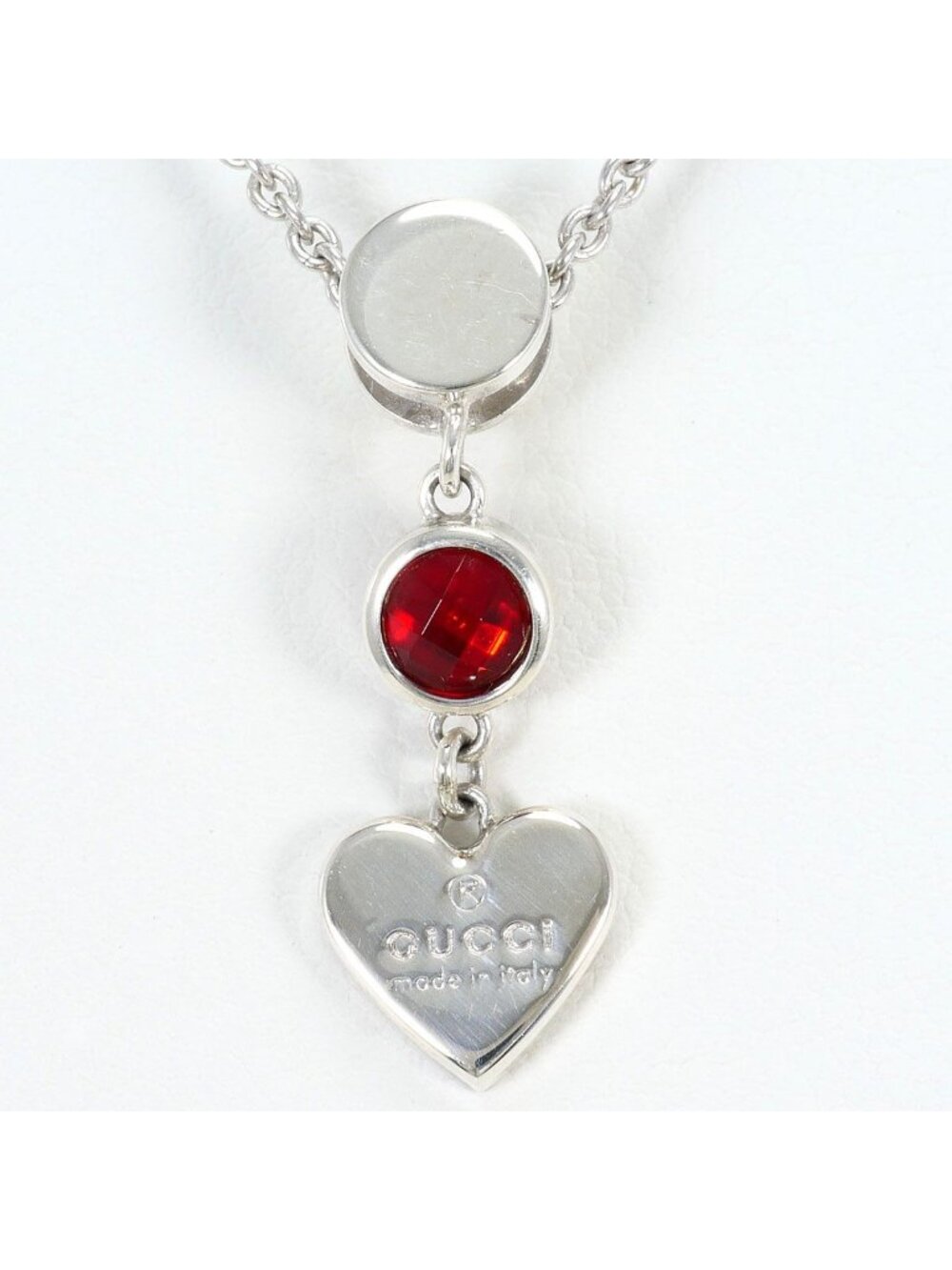 Gucci 925 Sterling Silver Necklace Red Topaz 41 cm - Picture 3 of 6